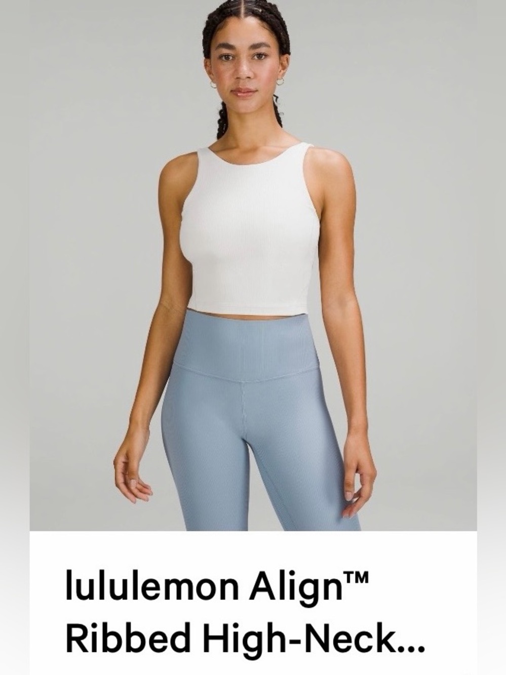 lululemon athletica Align Ribbed High-Neck Cropped Tank Top - White Opal